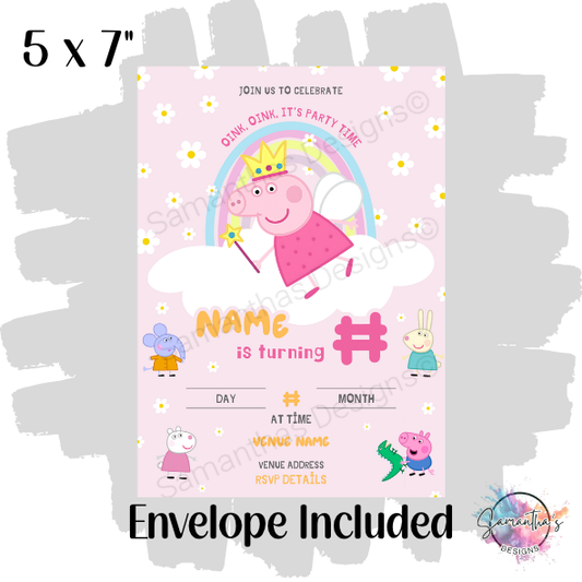 Peppa Pig Personalised Birthday Party Invitation
