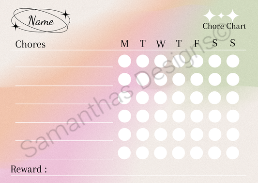 Rainbow Gradient Chore Chart with Dry Erase Marker