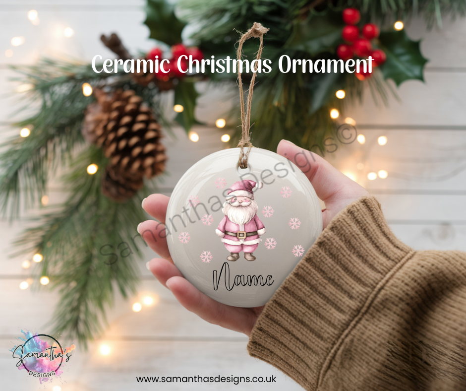 Ceramic Christmas Ornament - Personalised Santa