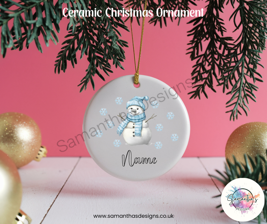Ceramic Christmas Ornament - Personalised Snowman