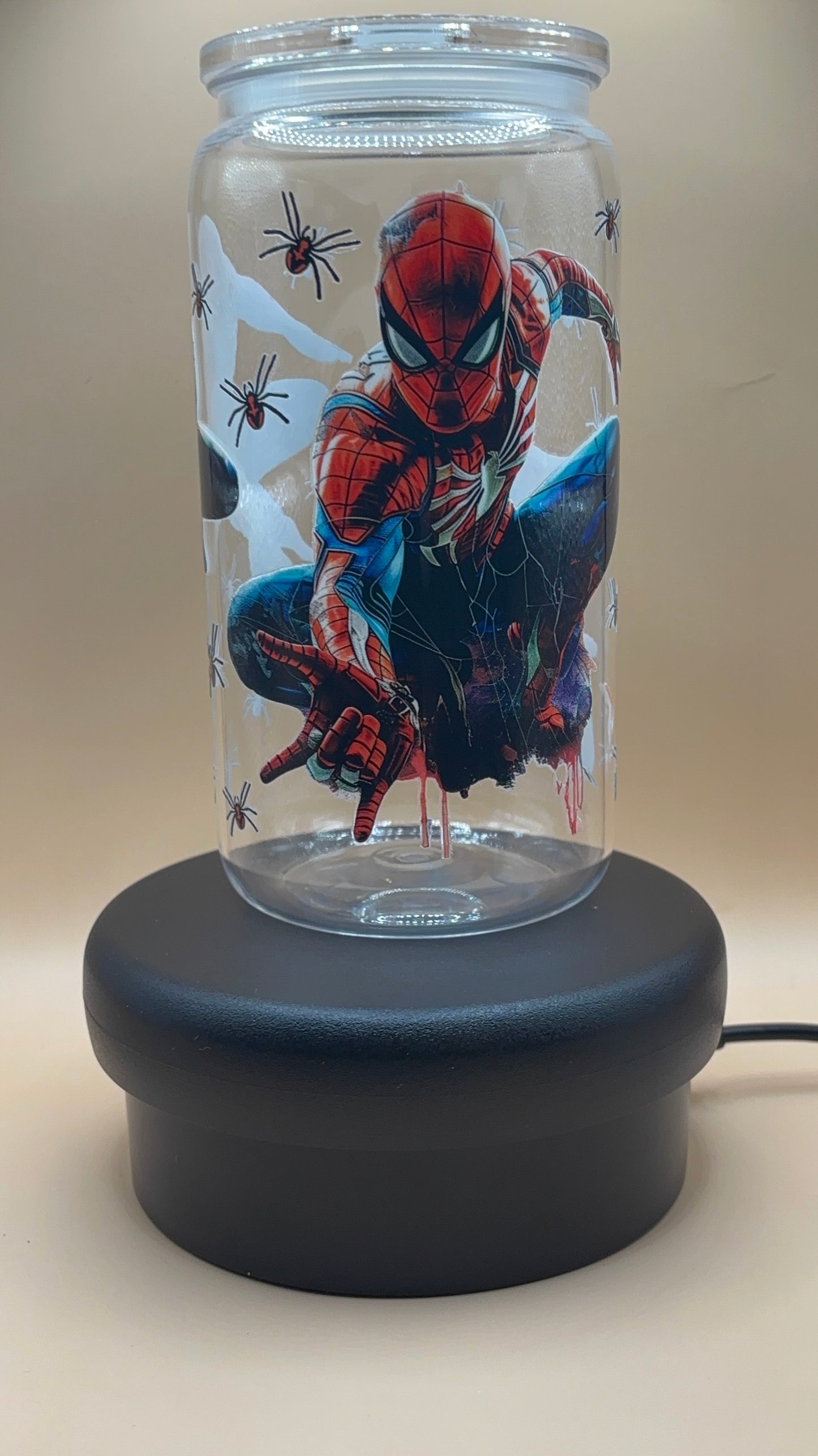 Spiderman themed plastic tumbler