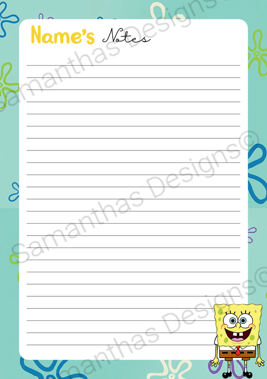 A5 Tear-Off Lined Notepad - Spongebob