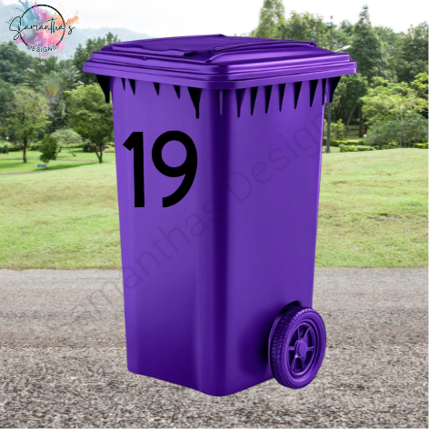 Wheelie Bin Number Vinyl Decal - Design 1