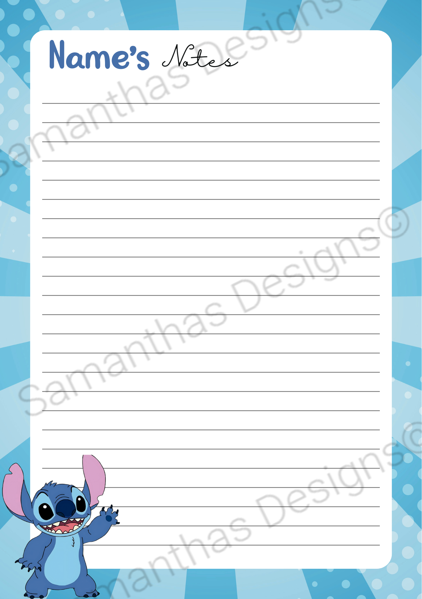 A5 Tear-Off Lined Notepad - Stitch