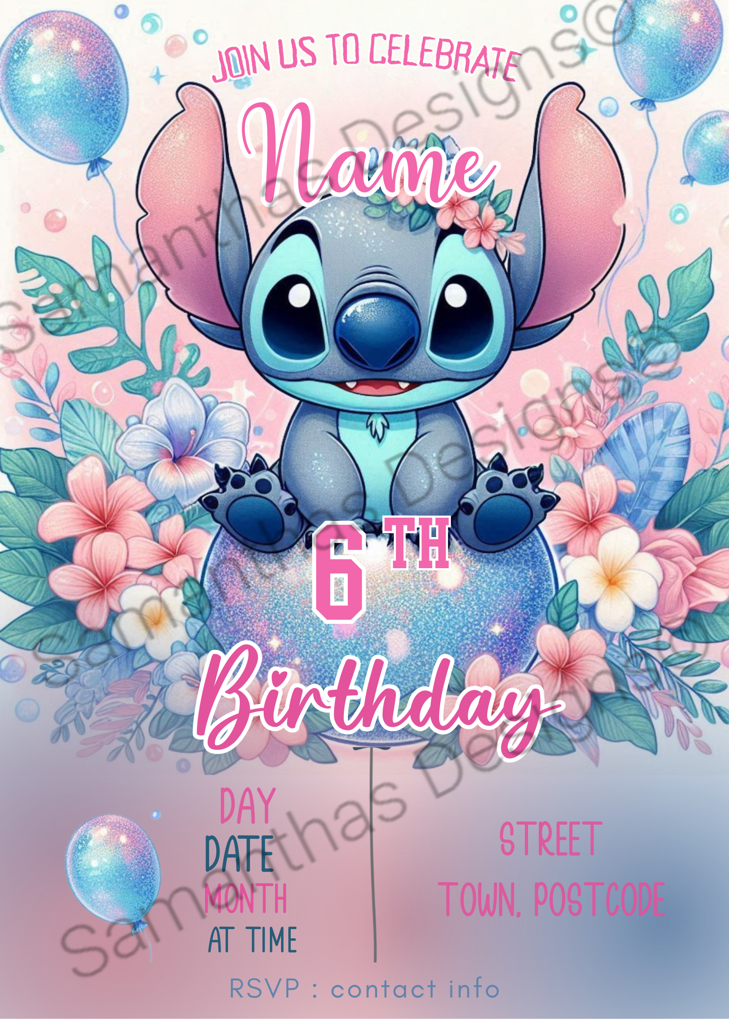 Stitch Birthday Invitation