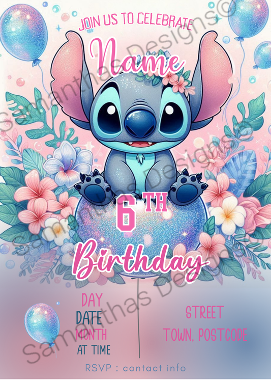 Stitch Birthday Invitation