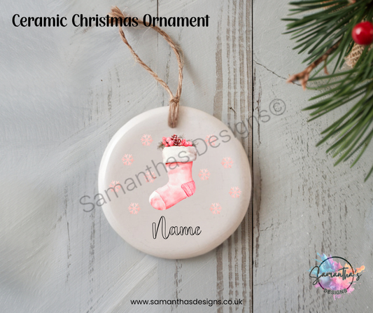 Ceramic Christmas Ornament - Personalised Stocking
