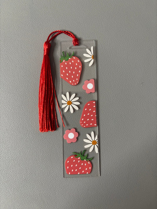 Strawberries & Flowers - Acrylic Bookmark