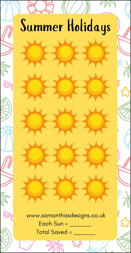 Summer Holidays Savings Tracker - A6 Cash Stuffing - Samantha's Designs