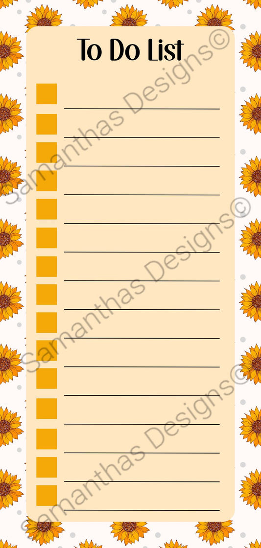 To Do List Pad - Sunflowers