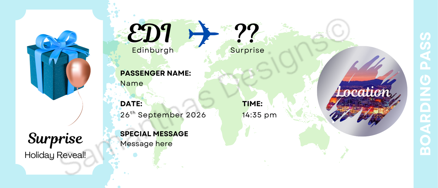 Surprise Scratch Off Holiday Tickets - Personalised - Envelope Included