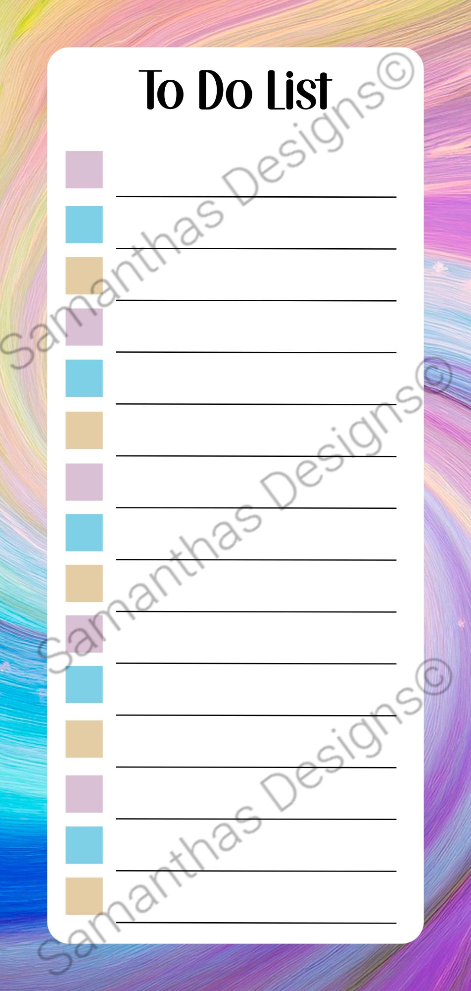 To-do list with colorful design on a white background