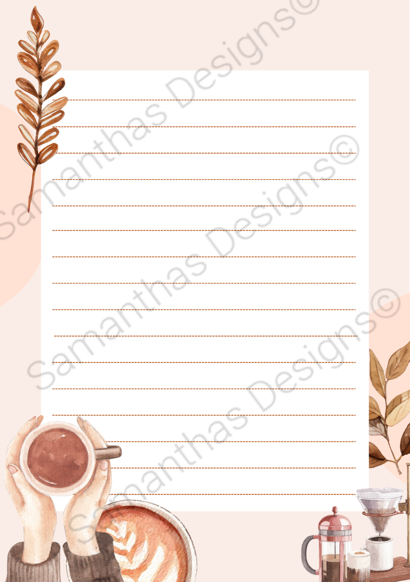 A5 Tear-Off Lined Notepad - Coffee Design
