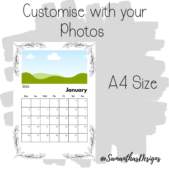Personalised 2026 Photo Calendar - Leaf Design