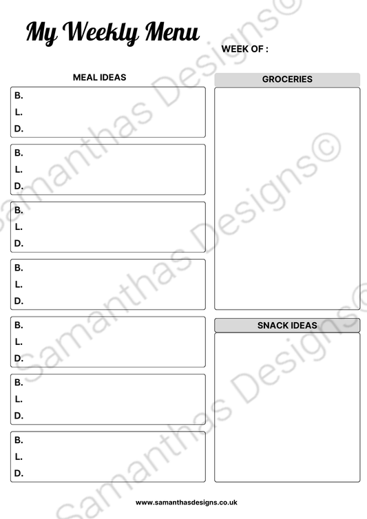 A4 Tear-Off Weekly Meal Plan Pad